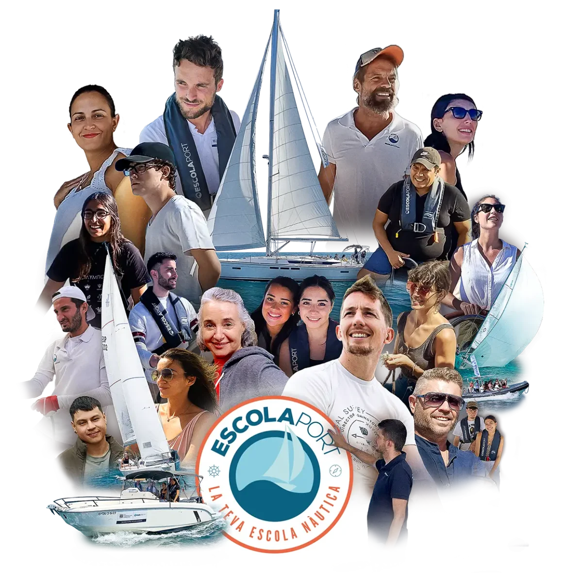 Estudiants d'Esola Port fent diferents activitats pràctiques a bord